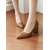 levne Block Heels-dámské hnědé lodičky s blokovým podpatkem – retro společenské boty se špičatou špičkou s elegantními detaily stehů pro kancelářské i společenské nošení