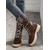 cheap Snow &amp; Winter Boots-Women&#039;s Brown Lace-Up Winter Boots – Faux Leather, Knit Cuff Design, Insulated Lining, Rugged Sole for Cold Weather and Outdoor Adventures