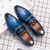 cheap Semi-Formal-Men&#039;s Blue and Red Crocodile-Embossed Faux Leather Loafers – Sleek Slip-On Design with Metal Accent for Christmas, Formal and Business Wear