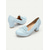 ieftine Stil retro al anilor 1950-mocasini din piele artificială albastru deschis în stil preppy de damă cu detaliu de fundă - confortabili și stilați pentru lucru sau ținute casual