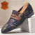 cheap Premium Leather Loafers-Floral Embroidered Men&#039;s Dress Loafers - Exotic Printed Leather Shoes with Contrasting Strap