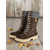 cheap Snow &amp; Winter Boots-Women&#039;s Brown Lace-Up Winter Boots – Faux Leather, Knit Cuff Design, Insulated Lining, Rugged Sole for Cold Weather and Outdoor Adventures