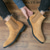 cheap Men&#039;s Boots-Men&#039;s Classic Tan Suede Chelsea Boots with Elastic Panels - Comfortable Slip-On Ankle Boots for Casual and Formal Occasions