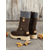 cheap Snow &amp; Winter Boots-Women&#039;s Brown Lace-Up Winter Boots – Faux Leather, Knit Cuff Design, Insulated Lining, Rugged Sole for Cold Weather and Outdoor Adventures