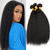 cheap 4 Bundles Human Hair Weaves-4 Bundles Hair Weaves Brazilian Hair Yaki Straight Human Hair Extensions Human Hair Bundle Hair 8-28 inch Black Women Easy dressing Youth