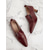cheap Women&#039;s Slip-Ons &amp; Loafers-Women&#039;s Burgundy Slip-On Pointed Toe Mid-Heel Shoes – Elegant Faux Leather Office Pumps with Block Heel for Formal and Casual Wear