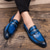 cheap Semi-Formal-Men&#039;s Blue and Red Crocodile-Embossed Faux Leather Loafers – Sleek Slip-On Design with Metal Accent for Christmas, Formal and Business Wear