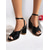 cheap Semi-Formal-Textured Velvet Brown Block Heel Sandals with Ankle Straps - Women&#039;s Casual Summer Shoes or Wedding