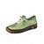 abordables Zapatillas sin cordones y mocasines de mujer-Mocasines de piel sintética con diseño floral verde y costuras hechas a mano para mujer | Perfectos para uso informal