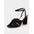 cheap Semi-Formal-Textured Velvet Brown Block Heel Sandals with Ankle Straps - Women&#039;s Casual Summer Shoes or Wedding