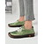 abordables Zapatillas sin cordones y mocasines de mujer-Mocasines de piel sintética con diseño floral verde y costuras hechas a mano para mujer | Perfectos para uso informal