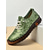 abordables Zapatillas sin cordones y mocasines de mujer-Mocasines de piel sintética con diseño floral verde y costuras hechas a mano para mujer | Perfectos para uso informal