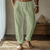 cheap Home-Men&#039;s Linen Pants Trousers Summer Pants Gauze Pants Drawstring Elastic Waist Straight Leg Plain Comfort Breathable Full Length Home Casual Daily Fashion Classic Style White Light Green