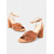 cheap Semi-Formal-Textured Velvet Brown Block Heel Sandals with Ankle Straps - Women&#039;s Casual Summer Shoes or Wedding