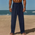 preiswerte Urlaub-Herren Leinenhosen Hose Sommerhose Strandhose Kordelzug Elastischer Bund Gerader Schnitt Einfach Komfort Atmungsaktiv Volle Länge Täglich Strand Ferien Urlaub Mode Weiß Himmelblau