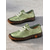abordables Zapatillas sin cordones y mocasines de mujer-Mocasines de piel sintética con diseño floral verde y costuras hechas a mano para mujer | Perfectos para uso informal