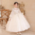 cheap Flower Girl&#039;s Dresses-Flower Girl Dress Kid&#039;s Girls&#039; Princess Dress Performance Wedding Party Elegant Beautiful Mesh Solid Color Long Sleeve Standing Collar White 4 years+