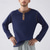 billiga Casual Henley T-shirt-Herr T-shirt Henleytröja Våffelstickad t-shirt T-tröja Långärmad tröja Långärmad Färgblock Mode Designer Grundläggande Lappverk Henley Semester Gata Utekväll Vår &amp; Höst Marin Henley T-shirt