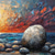cheap Landscape Paintings-Handmade Original Sunset Seaside Scenery Painting Oil Painting On Canvas Abstract Texture Colored Stones Painting Wall Art for Home Decor With Stretched Frame/Without Inner Frame Painting