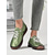 abordables Zapatillas sin cordones y mocasines de mujer-Mocasines de piel sintética con diseño floral verde y costuras hechas a mano para mujer | Perfectos para uso informal