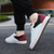 abordables Occasionnel-baskets décontractées à lacets blanches et bleues pour hommes – chaussures basses confortables pour un usage quotidien et des activités de plein air