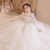 cheap Flower Girl&#039;s Dresses-Flower Girl Dress Kid&#039;s Girls&#039; Princess Dress Performance Wedding Party Elegant Beautiful Mesh Solid Color Long Sleeve Standing Collar White 4 years+