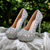 cheap Semi-Formal-Women&#039;s Silver Rhinestone-Embellished High Heel Pumps – Glamorous Bridal or Evening Shoes for Wedding and Special Occasions