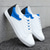 abordables Occasionnel-baskets décontractées à lacets blanches et bleues pour hommes – chaussures basses confortables pour un usage quotidien et des activités de plein air