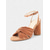cheap Semi-Formal-Textured Velvet Brown Block Heel Sandals with Ankle Straps - Women&#039;s Casual Summer Shoes or Wedding