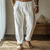 cheap Home-Men&#039;s Linen Pants Trousers Summer Pants Gauze Pants Drawstring Elastic Waist Straight Leg Plain Comfort Breathable Full Length Home Casual Daily Fashion Classic Style White Light Green