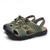cheap Outdoor Sandals-Men&#039;s Black Faux Leather Hiking Sandals - Adjustable Straps, Closed-Toe, Breathable Design, Anti-Slip Sole, Durable Summer Outdoor Footwear for Trekking