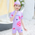 cheap Girls&#039; Wetsuits-Kids Girls&#039; Swimsuit Outdoor Party Unicorn Vacation Fashion Bathing Suits 4 years+ Summer Pink Light Purple