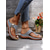 cheap Comfort Sandals-Women&#039;s Brown  Faux Leather Flip-Flop Sandals with Perforated Design and Metallic Accent for Casual Wear and Summer Outings
