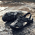 cheap Outdoor Sandals-Men&#039;s Black Faux Leather Hiking Sandals - Adjustable Straps, Closed-Toe, Breathable Design, Anti-Slip Sole, Durable Summer Outdoor Footwear for Trekking