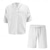 ieftine Seturi de tricouri de bază pentru bărbați-Bărbați Set de lenjerie Set pantaloni scurți și tricou tinute 2 piese Manșon scurt Capișon Vară Culoare solidă Costum de plajă Casual 2 bucăți Buzunar frontal Vacanță Casual Negru Roz Alb Top tricou