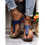 cheap Comfort Sandals-Women&#039;s Brown  Faux Leather Flip-Flop Sandals with Perforated Design and Metallic Accent for Casual Wear and Summer Outings