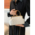 preiswerte Clutches &amp; Taschen für die Abendgarderobe-Vintage Clutch mit Perlenbesatz – elegante Abendhandtasche für Damen mit goldenem Rahmen und Kettenriemen für Hochzeiten, Partys und formelle Anlässe Schwarz Weiß Khaki