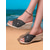 cheap Vacation Sandals-Women&#039;s Wedge Sandals with Studded Denim Design and Open-Toe – Comfortable Casual Footwear for Summer, Beach and Vacation