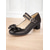 baratos década de 1950-Sapatos femininos mary jane rosa com tira de fivela dupla e detalhe de laço - sapatos de salto bloco estilo retrô fofos para ocasiões casuais e elegantes