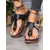 cheap Comfort Sandals-Women&#039;s Brown  Faux Leather Flip-Flop Sandals with Perforated Design and Metallic Accent for Casual Wear and Summer Outings