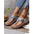 cheap Comfort Sandals-Women&#039;s Brown  Faux Leather Flip-Flop Sandals with Perforated Design and Metallic Accent for Casual Wear and Summer Outings