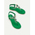 billige Flate sandaler-kvinners grønne strass-utsmykkede t-remsandaler med elastisk ankelreim – elegant sommerfottøy for strand, fester eller fritidsklær