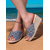 cheap Vacation Sandals-Women&#039;s Wedge Sandals with Studded Denim Design and Open-Toe – Comfortable Casual Footwear for Summer, Beach and Vacation