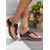 cheap Comfort Sandals-Women&#039;s Brown  Faux Leather Flip-Flop Sandals with Perforated Design and Metallic Accent for Casual Wear and Summer Outings