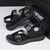ieftine sandală de rochie-Bărbați Sandale Sandale plate PU piele Respirabil Comfortabil Anti-Alunecare Loafer Negru Maro