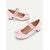 baratos década de 1950-Sapatos femininos mary jane rosa com tira de fivela dupla e detalhe de laço - sapatos de salto bloco estilo retrô fofos para ocasiões casuais e elegantes