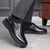 ieftine Pantofi casual slip-on-mocasini maro pentru bărbați, cu partea superioară din piele artificială texturată și talpă anti-alunecare - pantofi casual confortabili pentru lucru și purtarea zilnică