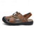 cheap Outdoor Sandals-Men&#039;s Black Faux Leather Hiking Sandals - Adjustable Straps, Closed-Toe, Breathable Design, Anti-Slip Sole, Durable Summer Outdoor Footwear for Trekking