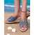 cheap Vacation Sandals-Women&#039;s Wedge Sandals with Studded Denim Design and Open-Toe – Comfortable Casual Footwear for Summer, Beach and Vacation