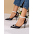 economico décolleté con cinturino-décolleté con tacco alto a punta in raso con cinturini alla caviglia con perle e nastri per donna - eleganti scarpe da sposa